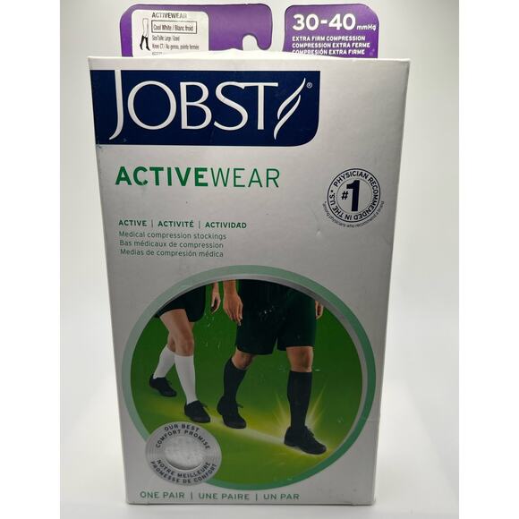 Jobst Activewear Medical Compression Stockings One Pair Cool White Knee Hi Large - Picture 8 of 8